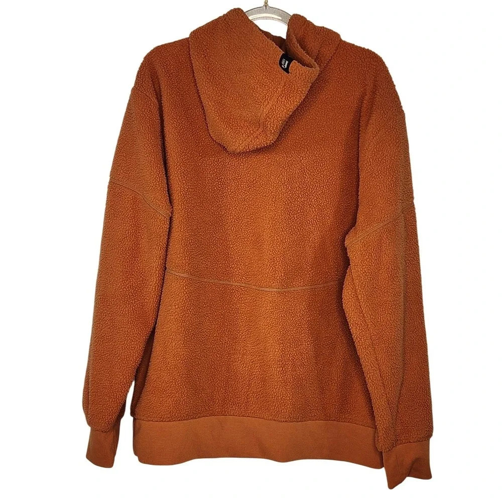 Nike Sherpa Fleece Hoodie XL Orange Full Zip Teddy‎ Borg Gorpcore Sportswear